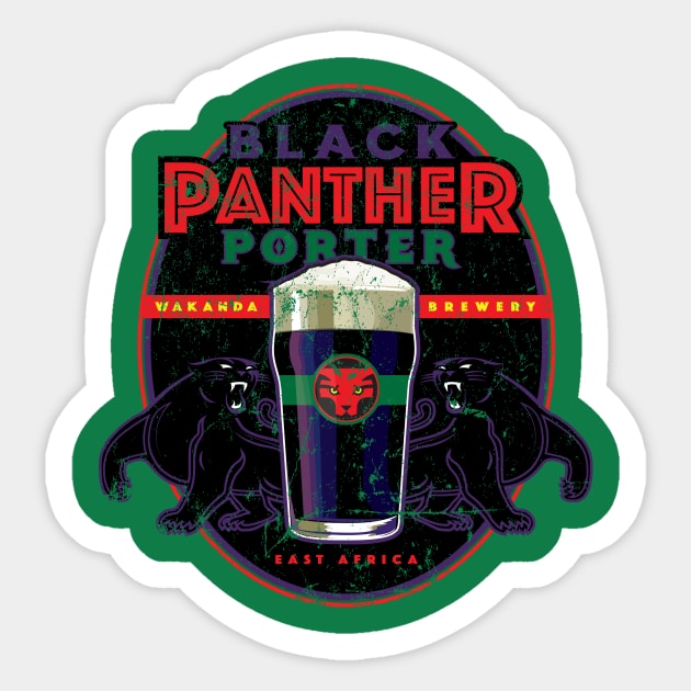 Black Panther Porter Sticker by MindsparkCreative